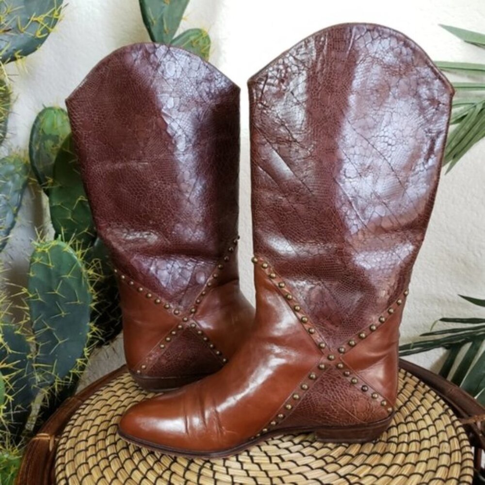 Stuart Weitzman Western Bohemian Studded Leather … - image 7